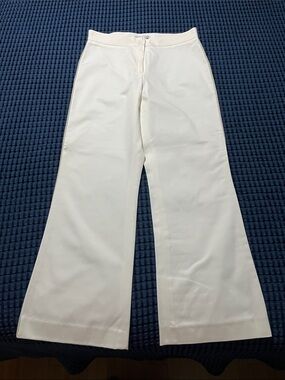 White House Black Market Cream Mid-Rise Straight Trousers